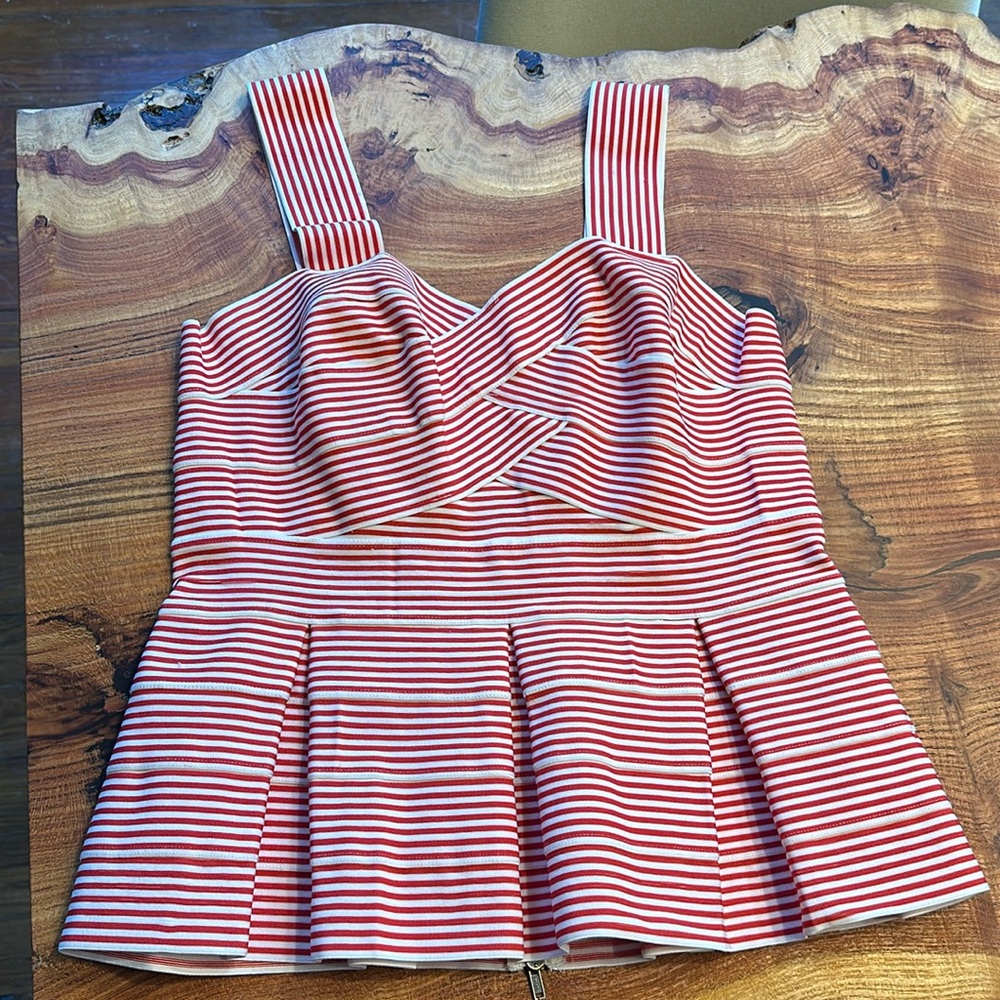 Anthropologie HD in Paris Striped Peplum Top